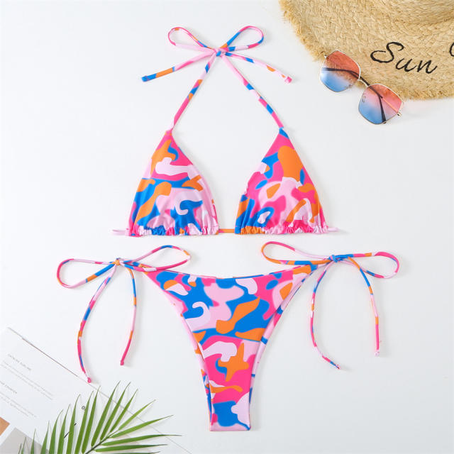Women's Butterfly Print Bikini Set, Floral Swimwear PQ24018