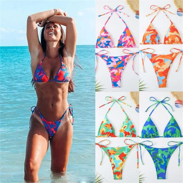 Women's Butterfly Print Bikini Set, Floral Swimwear PQ24018