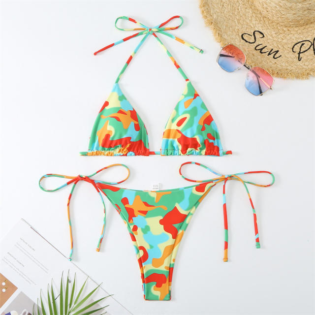 Women's Butterfly Print Bikini Set, Floral Swimwear PQ24018
