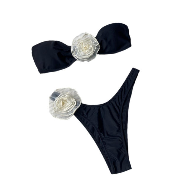 Strapless Two-Piece Bikini Set Bandeau Swimwear for Women PQ8863