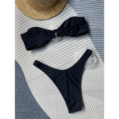 Strapless Two-Piece Bikini Set Bandeau Swimwear for Women PQ8863