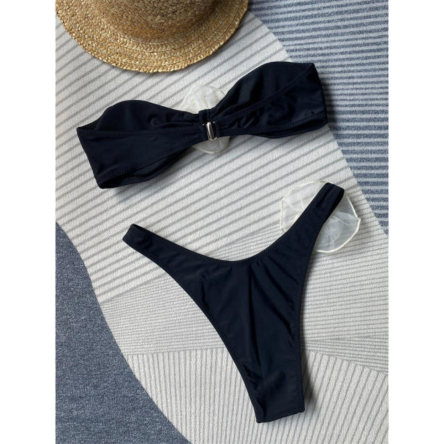 Strapless Two-Piece Bikini Set Bandeau Swimwear for Women PQ8863