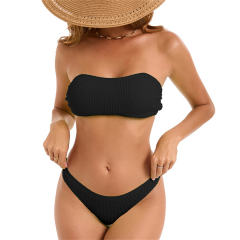Solid Color Bikini Set for Womans Bandeau Swimwear Female PQ25050