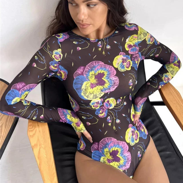 Digital Print One-Piece Swimsuit, Leopard Pattern Swimwear PQ2025-1