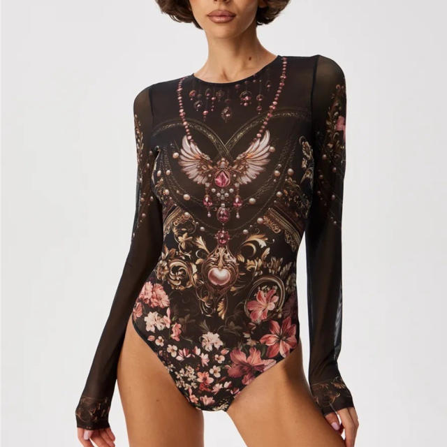 Digital Print One-Piece Swimsuit, Leopard Pattern Swimwear PQ2025-1