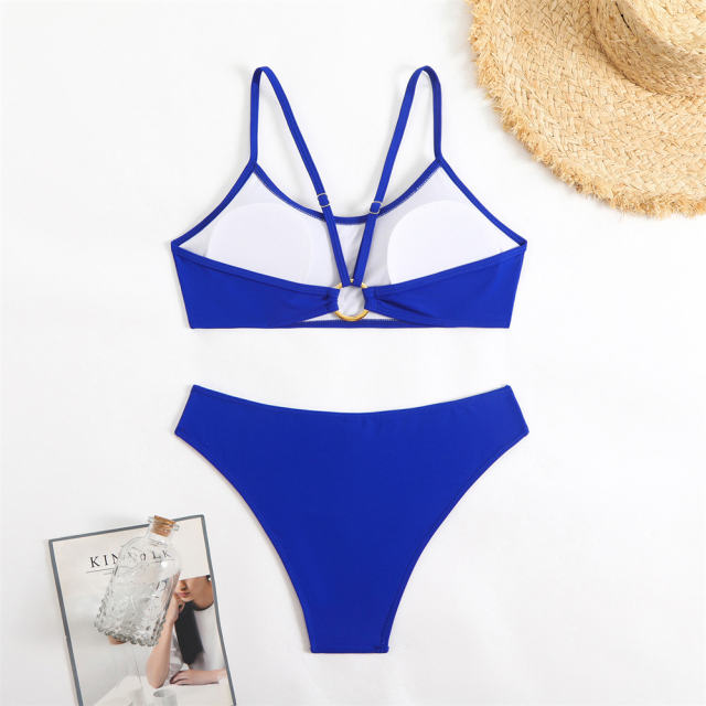 Two-Piece Solid Color Bikini Set, Low Waist Bottom Swimwear PQ25001