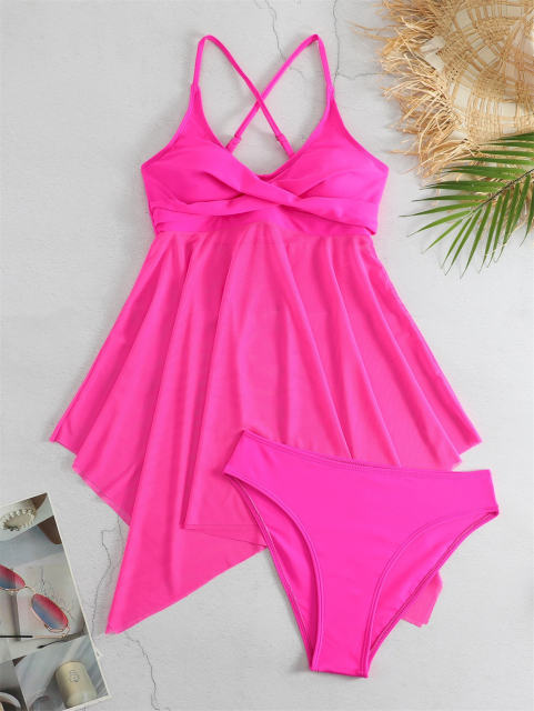Women's One Piece Swimsuit with Mesh Skirt, Vintage Swimming Dress PQ202202