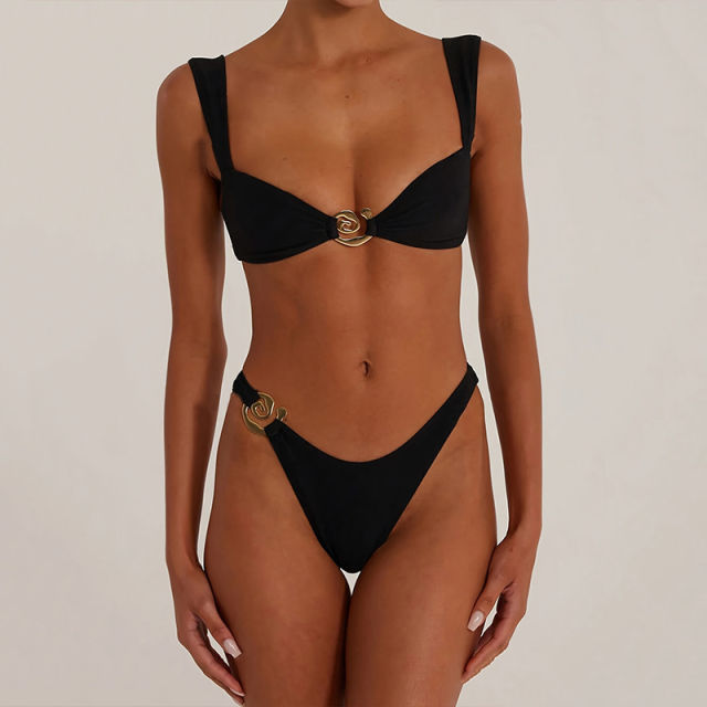 Women's Two-Piece Bikini Sexy Black Color for Female PQ-TM-43