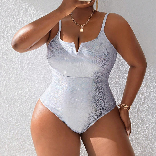 Python Pattern One-Piece Suits For Big Woman Plus Size Swimwear Beachwear PQ3273