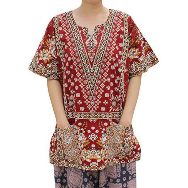 Unisex RaanPahMuang T-shirt Casual Wear African Dashiki Printed Tops PQ2022