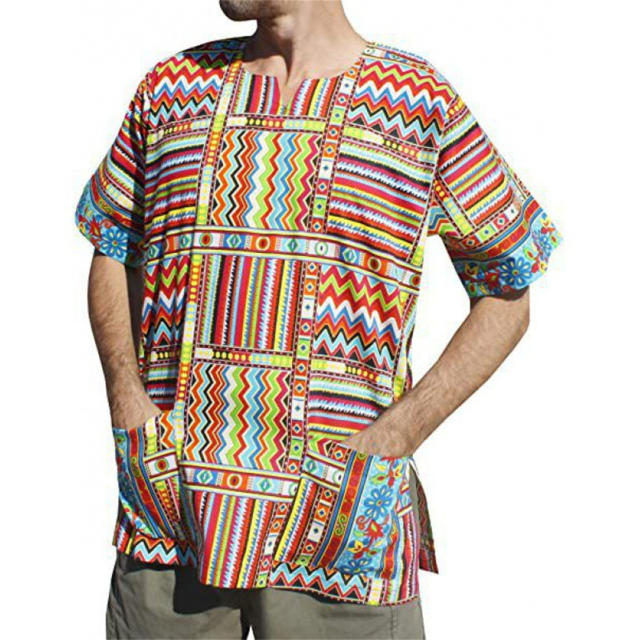 Unisex RaanPahMuang T-shirt Casual Wear African Dashiki Printed Tops PQ2022