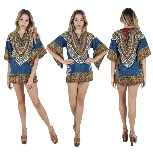 Woman RaanPahMuang T-shirt Dress African Dashiki Printed Casual Dresses PQ9383