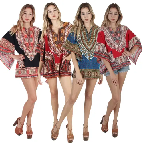 Woman RaanPahMuang T-shirt Dress African Dashiki Printed Casual Dresses PQ9383