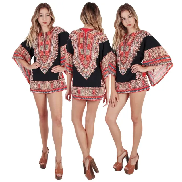 Woman RaanPahMuang T-shirt Dress African Dashiki Printed Casual Dresses PQ9383