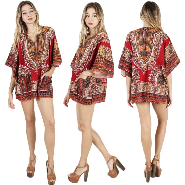 Woman RaanPahMuang T-shirt Dress African Dashiki Printed Casual Dresses PQ9383