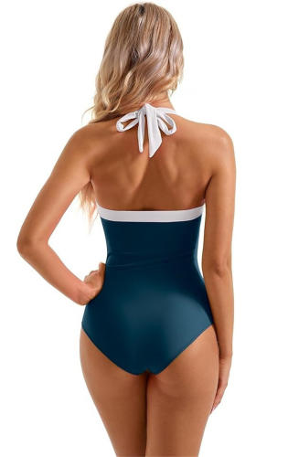 One-Piece Swimsuit, Halter Neck Design Swimwear, Classic Cut Bathers PQ2024D