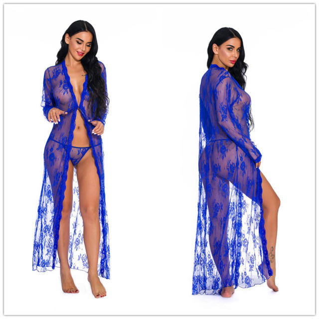 Plus Size Sexy Lingerie Sheer Lace Robe For Women Sleepwear Valentine Kimono PQ3637