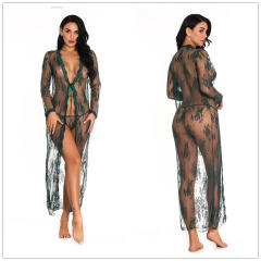 Plus Size Sexy Lingerie Sheer Lace Robe For Women Sleepwear Valentine Kimono PQ3637