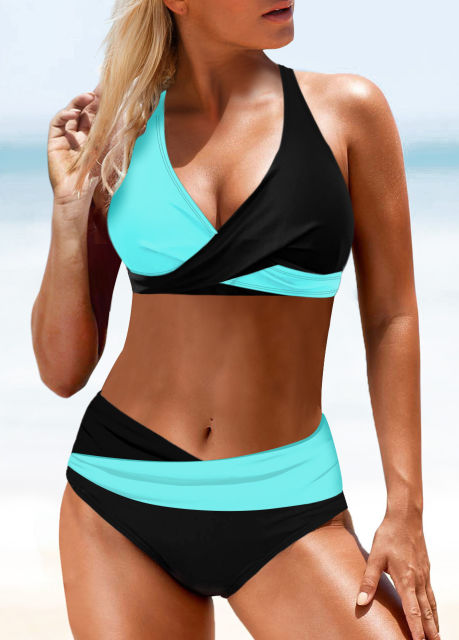 Women's Two Piece Swimsuit, Color Block Pattern Bikini Swimwear PQ953369