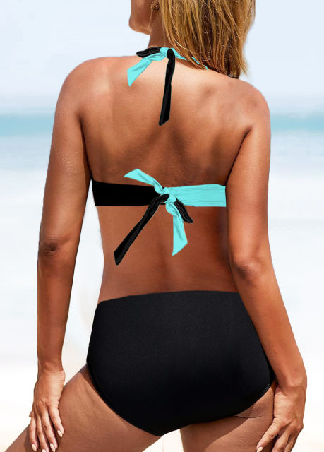 Women's Two Piece Swimsuit, Color Block Pattern Bikini Swimwear PQ953369