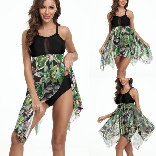 Women's Plus Size Vintage Swimming Dress One Piece Swimsuit PQ2206