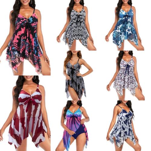 Women's Retro One Piece Swimsuit with Mesh Vintage Swimming Dress PQ2224