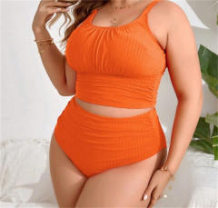 Women's Two Piece Swimsuit, Plus Size 4XL High Waisted Textured Bikini Set PQ3316
