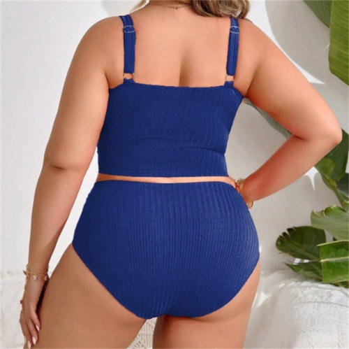 Women's Two Piece Swimsuit, Plus Size 4XL High Waisted Textured Bikini Set PQ3316