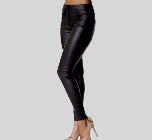 High Waist PU Pants For Woman Faux Leather Trousers PQ-TSL013