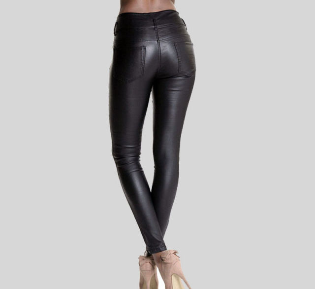 High Waist PU Pants For Woman Faux Leather Trousers PQ-TSL013