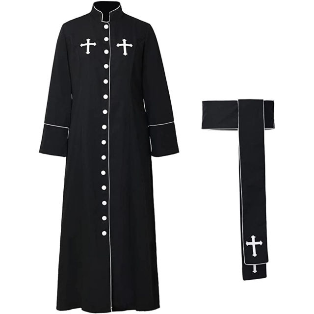 Halloween Priest Robe, Carnival Costume Roman Clergy Clothing PQ23330