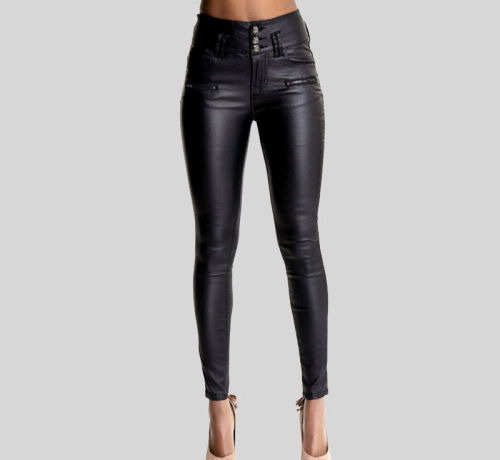High Waist PU Pants For Woman Faux Leather Trousers PQ-TSL013