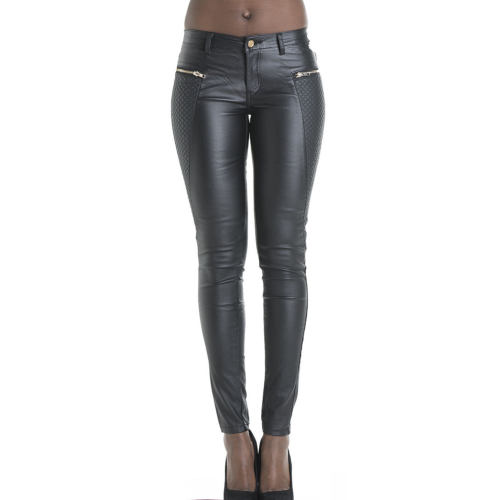 Winter Faux Leather Trousers Low Waist PU Pants For Woman PQ-TSL045