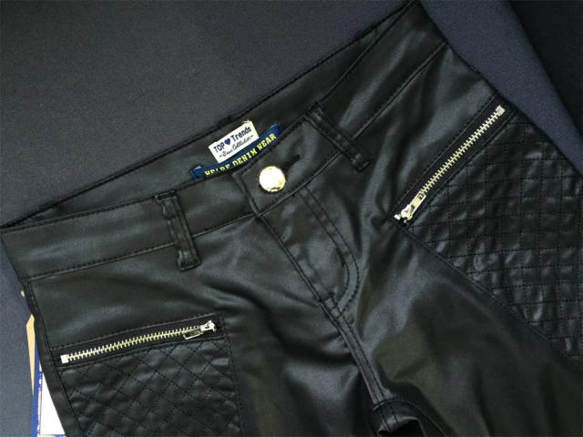 Winter Faux Leather Trousers Low Waist PU Pants For Woman PQ-TSL045