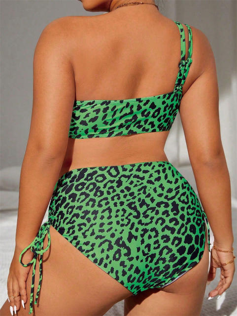 Chubby Women's Two Piece Leopard Print Bikini Plus Size Animal Pattern Swimwear PQ23176