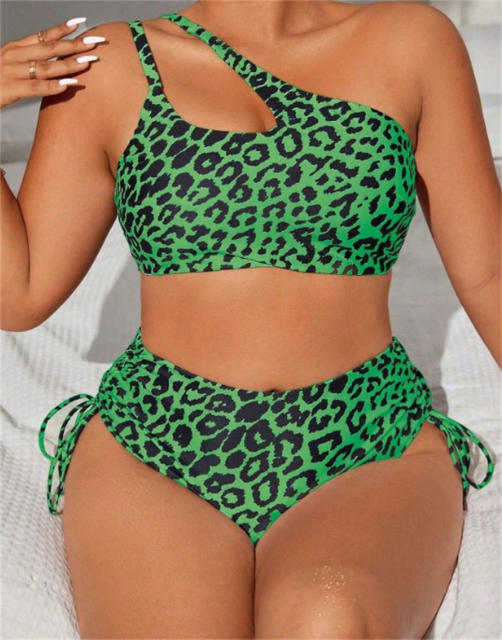 Chubby Women's Two Piece Leopard Print Bikini Plus Size Animal Pattern Swimwear PQ23176
