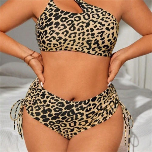 Chubby Women's Two Piece Leopard Print Bikini Plus Size Animal Pattern Swimwear PQ23176