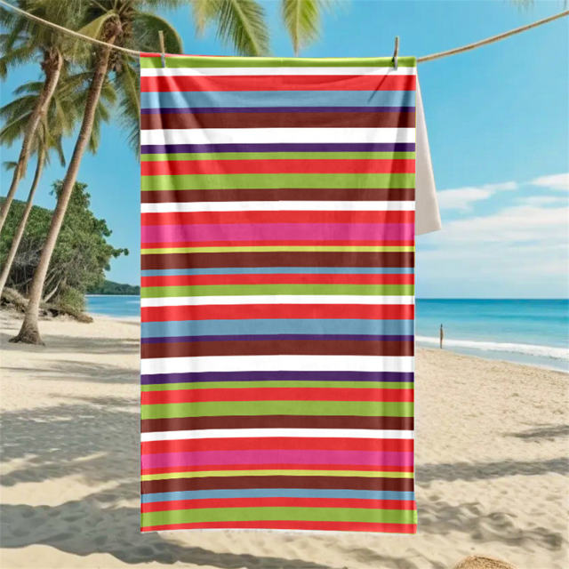 Striped Print Travel Towel Oversize Beach Towel Plus SIze Bath Towel PQ-011A