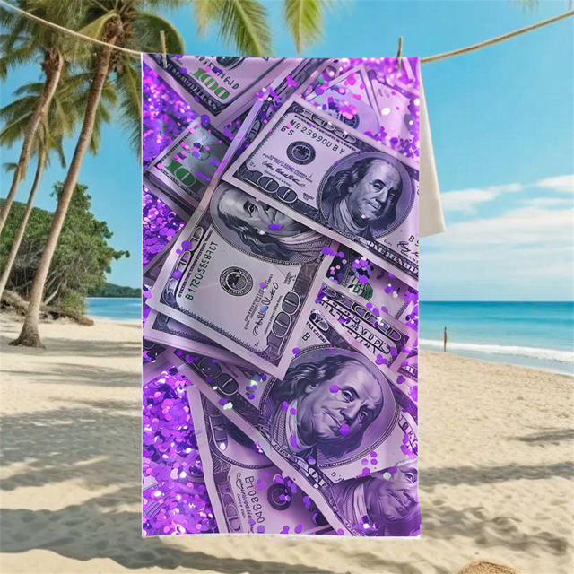 Dollar Print Beach Travel Towel Oversize Beach Towel Plus SIze Bath Towel PQ-011