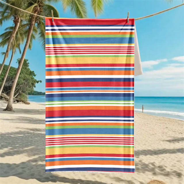 Striped Print Travel Towel Oversize Beach Towel Plus SIze Bath Towel PQ-011A