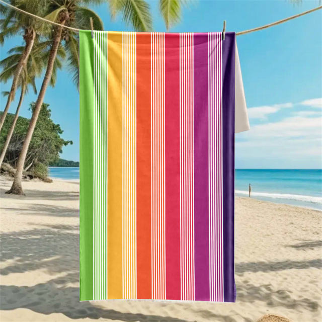 Striped Print Travel Towel Oversize Beach Towel Plus SIze Bath Towel PQ-011A