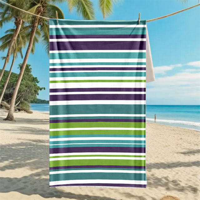 Striped Print Travel Towel Oversize Beach Towel Plus SIze Bath Towel PQ-011A