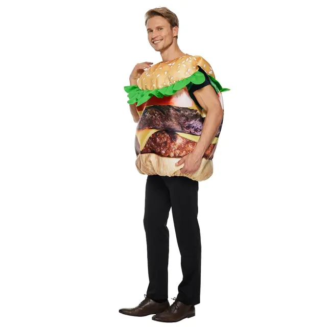 Halloween Hamburger Costume Food Jumpsuit Carnival Cosplay Uniform PQ27061