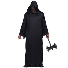 Halloween Black Robed Warrior Costume Carnival Ghost Jumpsuit Cosplay Uniform PQ27061D