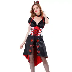 Carnival Alice's Adventures in Wonderland Fancy Dress Halloween Red Heart Queen Costumes PQ8896