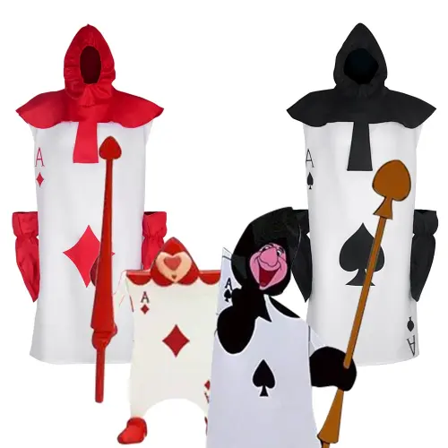 Alice's Adventures in Wonderland poker warrior Costume Block Spades cosplay Halloween Uniform PQ24009