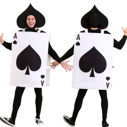 Carnival Poker Costume Block Outfit Spades Cosplay Halloween Uniform PQ050