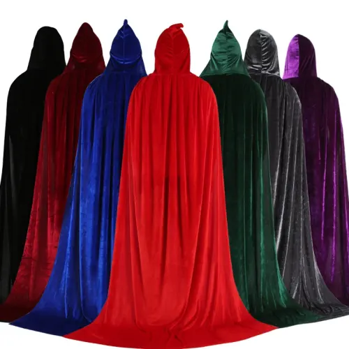 Halloween Cloak Witch Wizard Cloak Children Adult Gold Velvet Cloak PQ9006