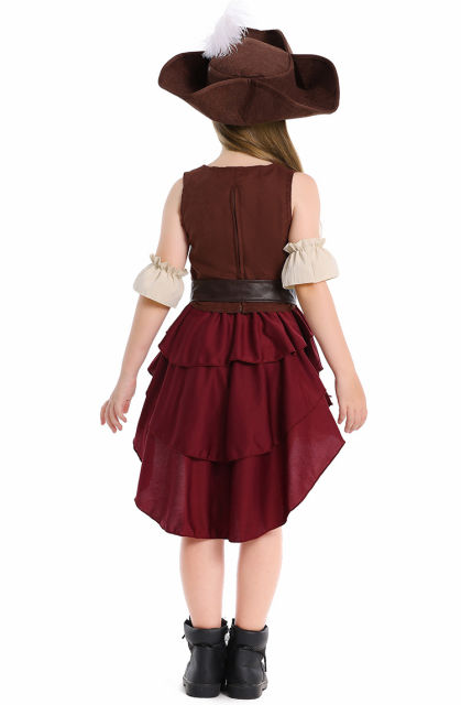 Kid Carnival Cosplay Pirate Costume Girl Halloween Buccaneer Fancy Dress PQ240165