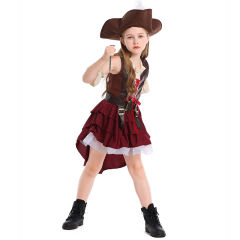 Kid Carnival Cosplay Pirate Costume Girl Halloween Buccaneer Fancy Dress PQ240165